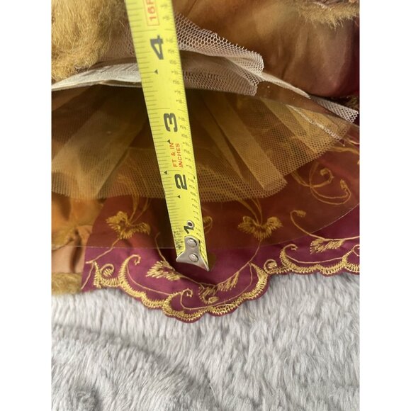 Vtg Christmas Angel Tree Topper Burgundy Gold Faux Fur Coat 16" - Picture 10 of 10